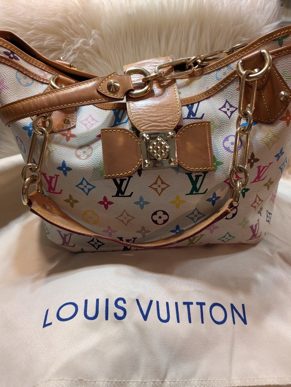 Louis Vuitton Takashi Murakami Annie GM White Multicolor Monogram  Bag